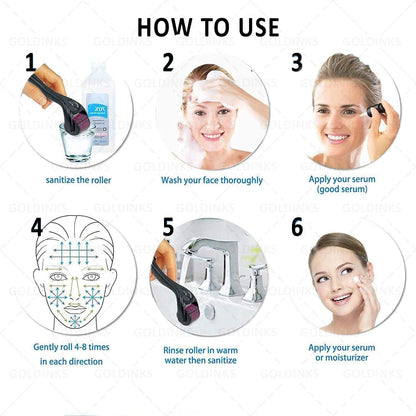 Derma Rolle 540 Titanium Micro-Needles For Skin Care Stimulation Face Skin I Hair & Beard Growth I Anti-Aging I Acne Scars Removal (Pack of 1, 1.5mm) - Flymaster Shop