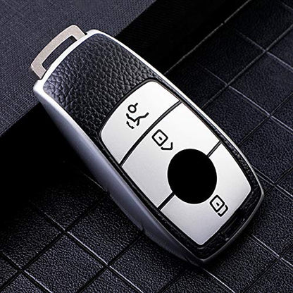 Designed for Benz E Series Smart Key | Car Accessories | Provides Protection and Personal Style with Silver Cover - Flymaster Shop