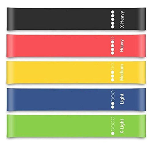 Device Resistance Loop Exercise Bands for Squats, HIPS, Legs, Butt, Glutes and Heavy Workouts Physical Therapy, Rehab, Stretching, Home Fitness (Set of 5)(Material: Natural Latex) - Flymaster Shop
