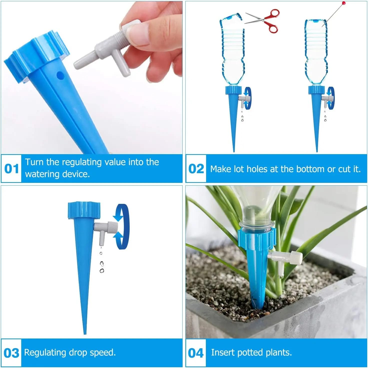 Drip irrigation kit for home garden, Self-watering spikes for plants, Automatic Plant Water Devices with Slow Release Control Valve Switch drip irrigation system (Pack of 10pcs) - Flymaster Shop