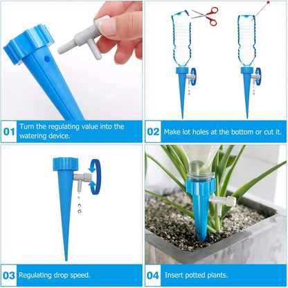 Drip irrigation kit for home garden, Self-watering spikes for plants, Automatic Plant Water Devices with Slow Release Control Valve Switch drip irrigation system (Pack of 10pcs) - Flymaster Shop