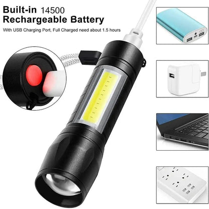 Electric Pocket Torch | Rechargeable Plastic with Hanging Rope, Easy to Carry and Use | Flashlights | - Flymaster Shop