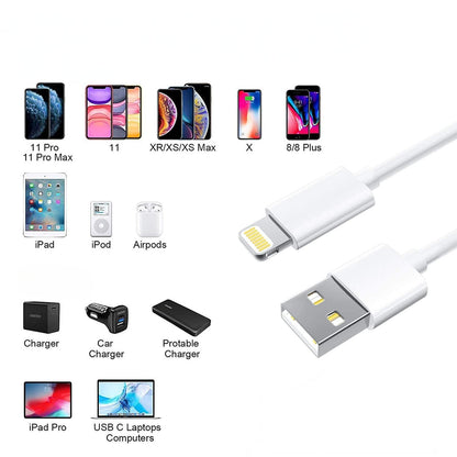 Fast Charging Cable & Data Sync USB Cable | iPhone13, 12,11, X, 8, 7, 6, 5, iPad Air, Pro, Mini & iOS Devices | Quick charging and lightning-fast data transfer - Flymaster Shop