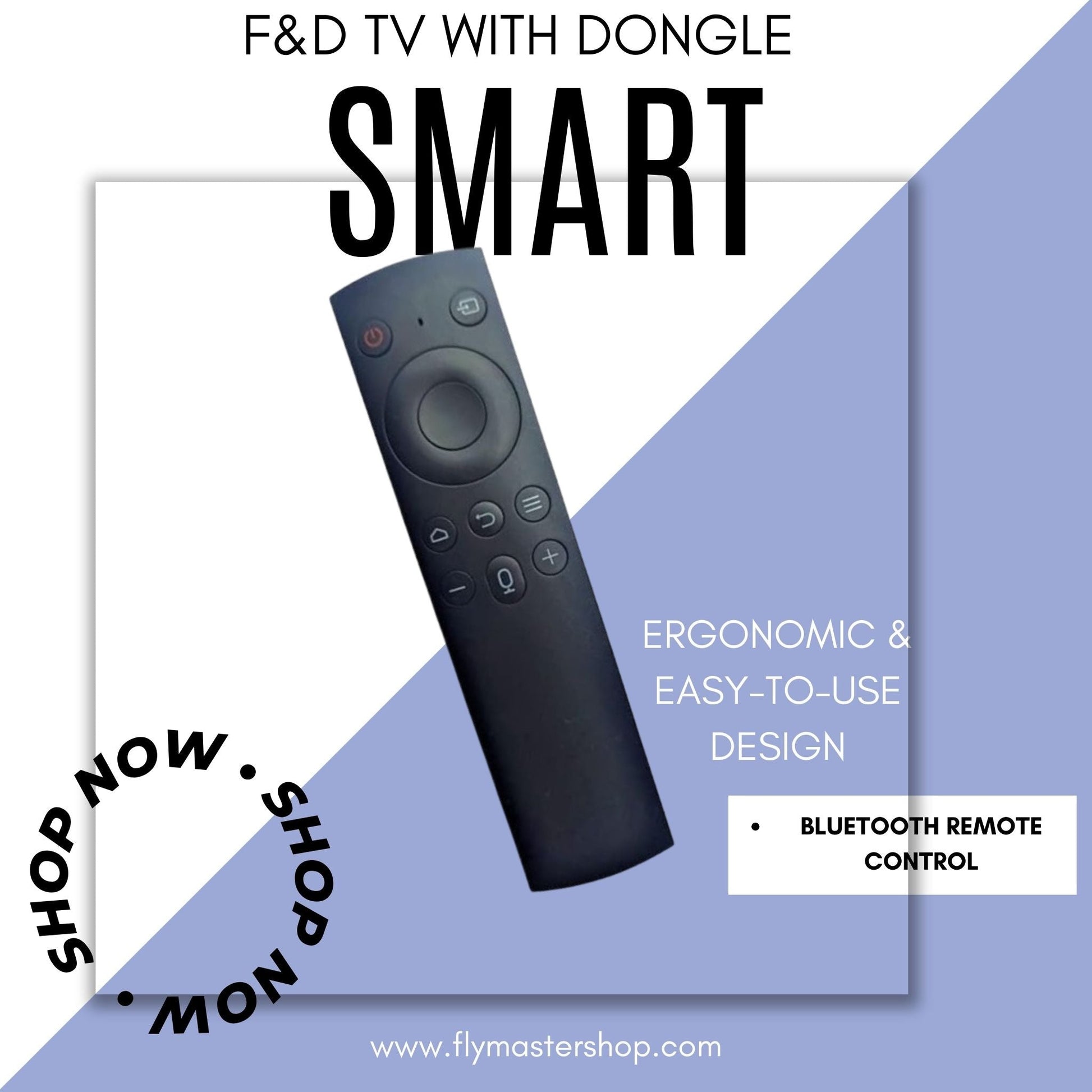 F&D TV Remote with Voice Function & Bluetooth Dongle | Compatible with LED LCD Smart TVs. - Flymaster Shop