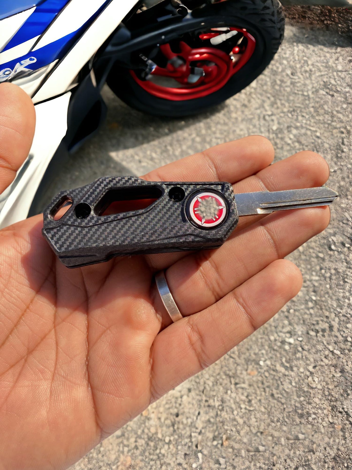 Flip Key Fob Compatible for Yamaha R15: Carbon Finish for Streamlined Access & Enhanced Security - Flymaster Shop