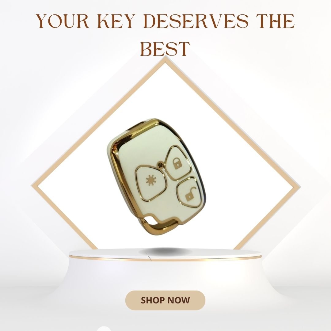 Fly Master TPU Key Cover for Mahindra Xylo & Quanto (3 Button) – Soft, Flexible Design in Gold/Black with Keychain (Pack of 1, Black) - Flymaster Shop