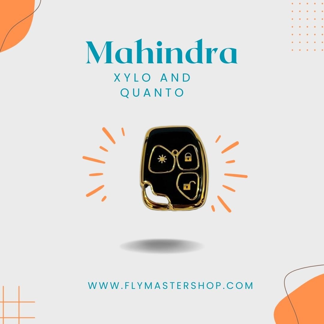 Fly Master TPU Key Cover for Mahindra Xylo & Quanto (3 Button) – Soft, Flexible Design in Gold/Black with Keychain (Pack of 1, Black) - Flymaster Shop