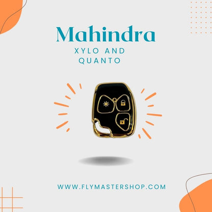 Fly Master TPU Key Cover for Mahindra Xylo & Quanto (3 Button) – Soft, Flexible Design in Gold/Black with Keychain (Pack of 1, Black) - Flymaster Shop