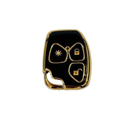 Fly Master TPU Key Cover for Mahindra Xylo & Quanto (3 Button) – Soft, Flexible Design in Gold/Black with Keychain (Pack of 1, Black) - Flymaster Shop