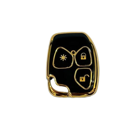 Fly Master TPU Key Cover for Mahindra Xylo & Quanto (3 Button) – Soft, Flexible Design in Gold/Black with Keychain (Pack of 1, Black) - Flymaster Shop