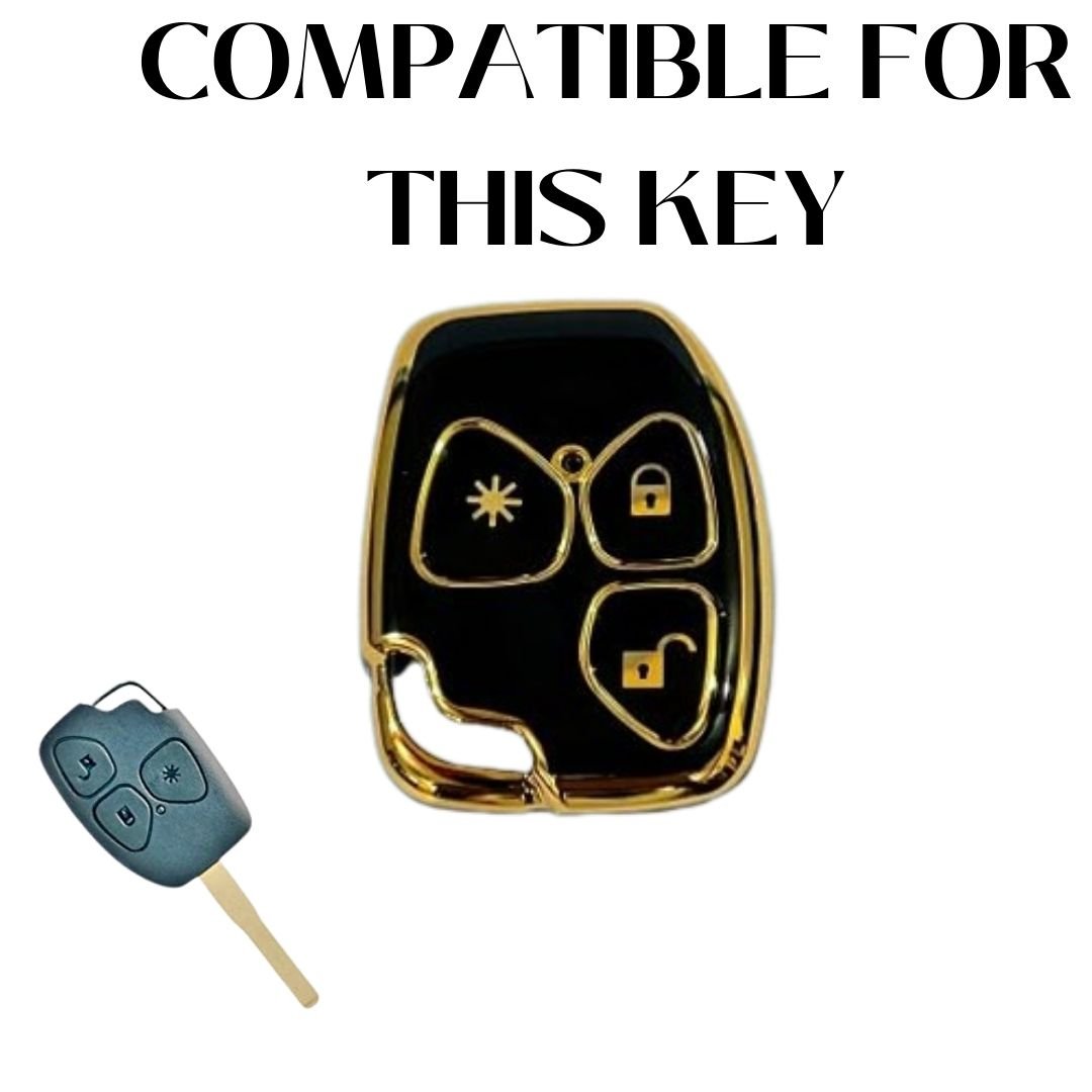 Fly Master TPU Key Cover for Mahindra Xylo & Quanto (3 Button) – Soft, Flexible Design in Gold/Black with Keychain (Pack of 1, Black) - Flymaster Shop