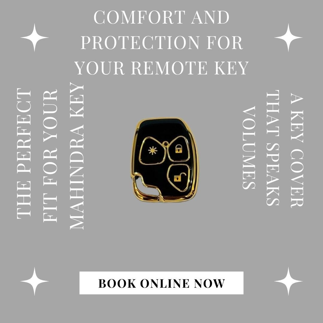 Fly Master TPU Key Cover for Mahindra Xylo & Quanto (3 Button) – Soft, Flexible Design in Gold/Black with Keychain (Pack of 1, Black) - Flymaster Shop
