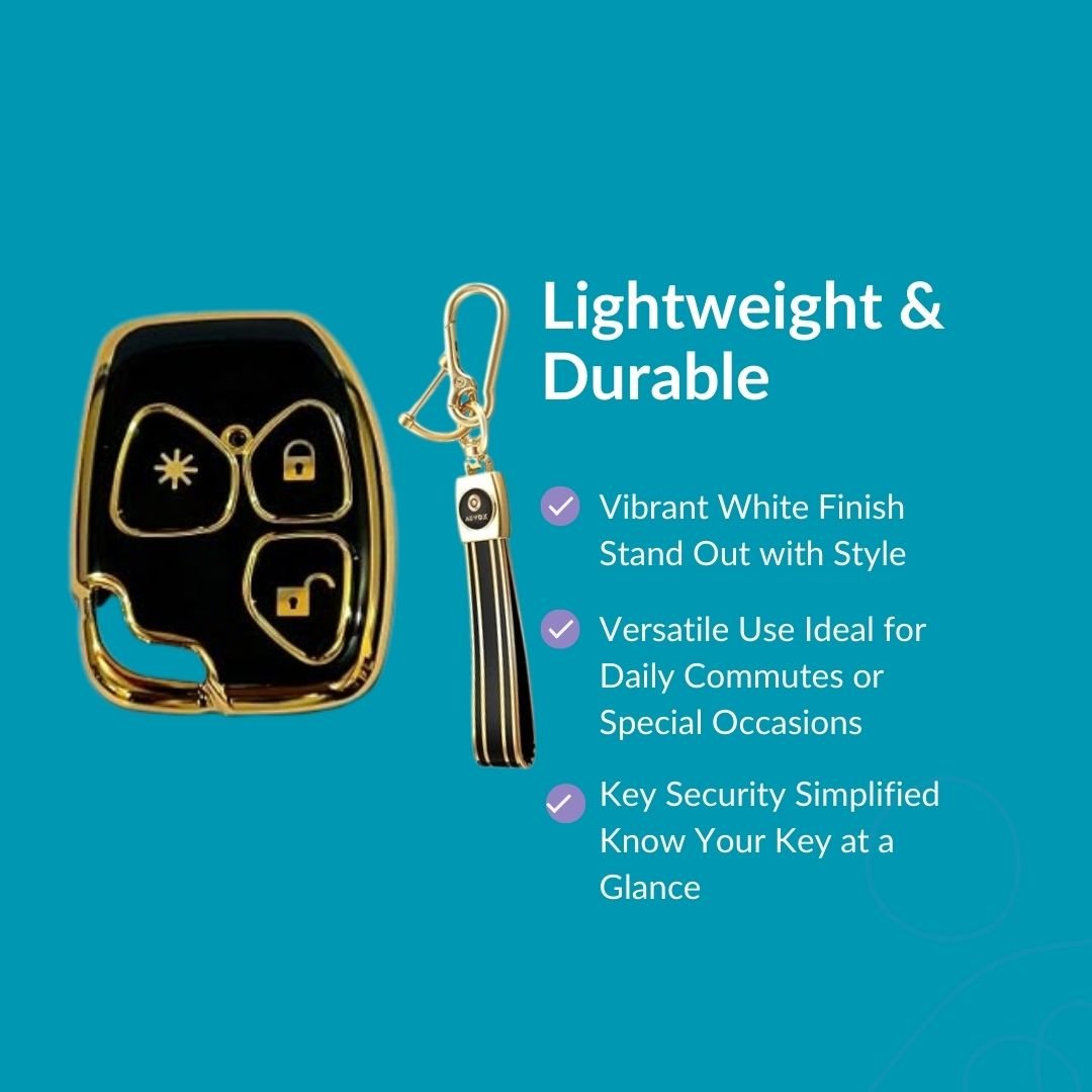 Fly Master TPU Key Cover for Mahindra Xylo & Quanto (3 Button) – Soft, Flexible Design in Gold/Black with Keychain (Pack of 1, Black) - Flymaster Shop