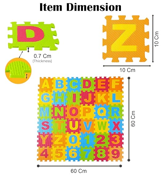 Flymaster 36 Pieces Alphabet & Number Floor Mats for Kids – Puzzle EVA Foam Mat for Children Aged 2+ – Educational, Soft, Non-Toxic, and Safe Play Area. - Flymaster Shop
