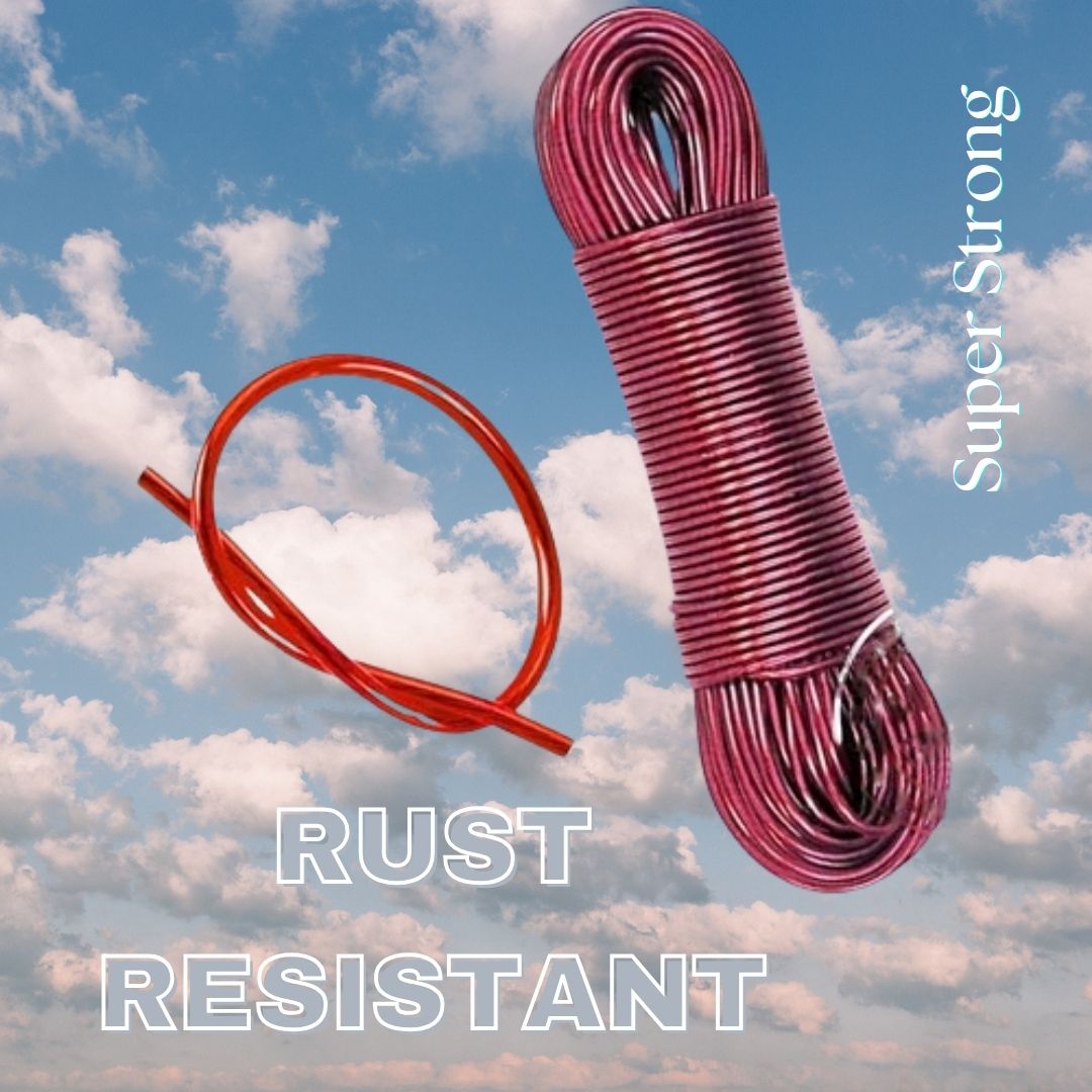 Flymaster PVC Coated Steel Wire Rope for Drying Clothes/Clothesline, Length 20 Meter (Multi Colour) Pack of 2 - Flymaster Shop
