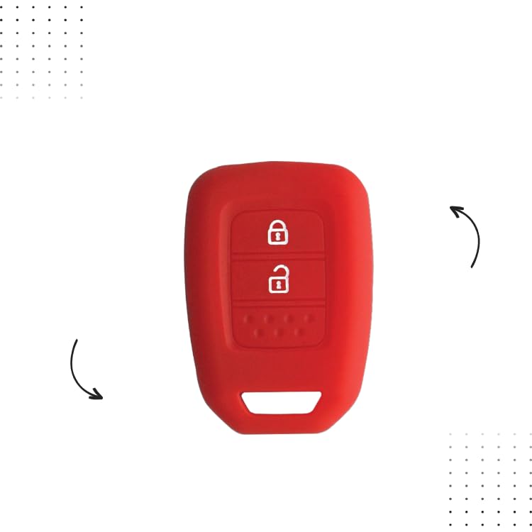 Flymaster Silicone Key Cover for Honda WR-V, City, Jazz, Amaze (2014+) - 2 Button Remote Key - Red - Flymaster Shop