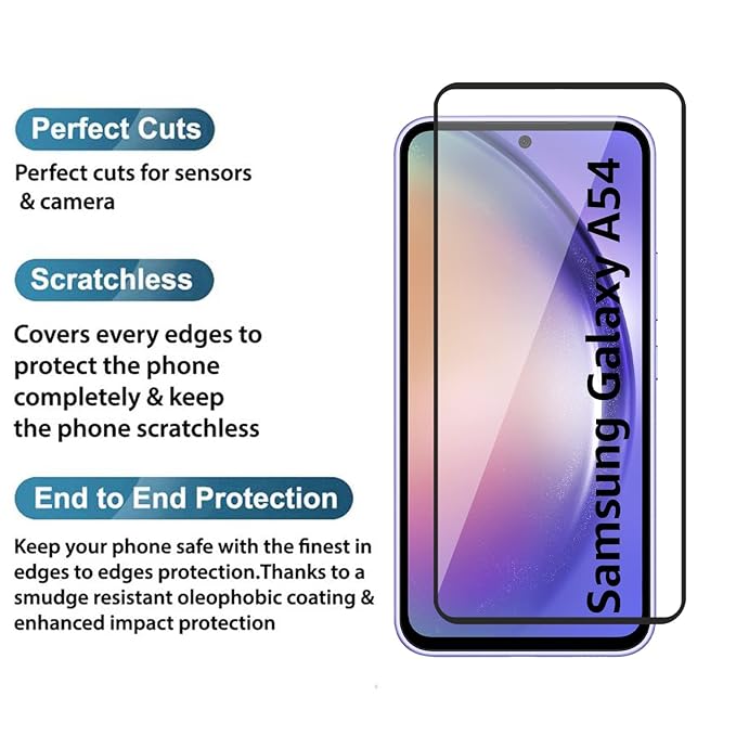 Galaxy A54 | Screen Protectors | Tempered Glass w/ Edge to Edge Coverage & Easy Installation Kit - Flymaster Shop