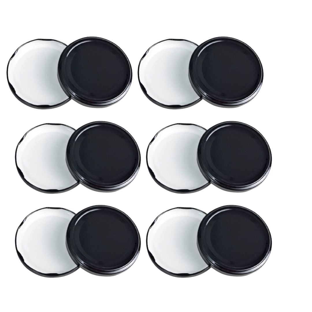 Glass Jars Air-Tight Black Metal Caps – Stylish Storage for Pantry, Spices, and More (82mm), Metal Lid for Glass jar/Bottles. - Flymaster Shop
