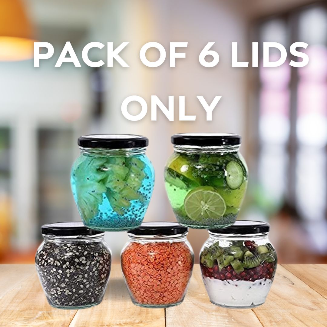 Glass Jars Air-Tight Black Metal Caps – Stylish Storage for Pantry, Spices, and More (82mm), Metal Lid for Glass jar/Bottles. - Flymaster Shop