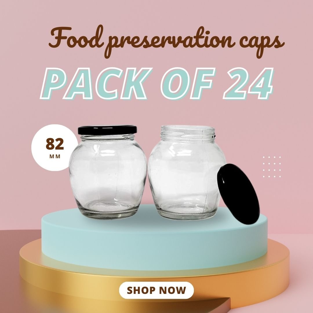 Glass Jars Air-Tight Black Metal Caps – Stylish Storage for Pantry, Spices, and More (82mm), Metal Lid for Glass jar/Bottles. - Flymaster Shop