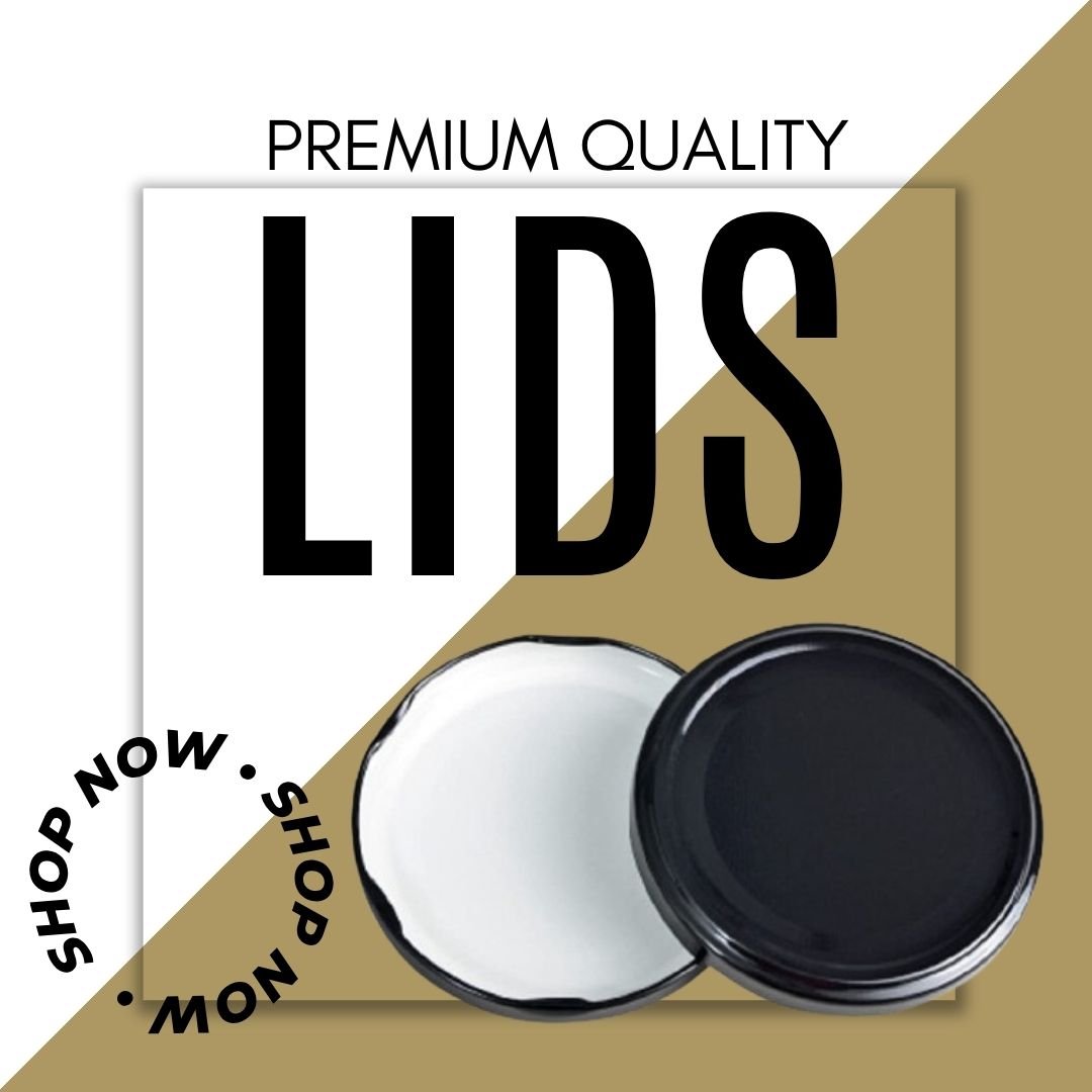 Glass Jars Air-Tight Black Metal Caps – Stylish Storage for Pantry, Spices, and More (82mm), Metal Lid for Glass jar/Bottles. - Flymaster Shop
