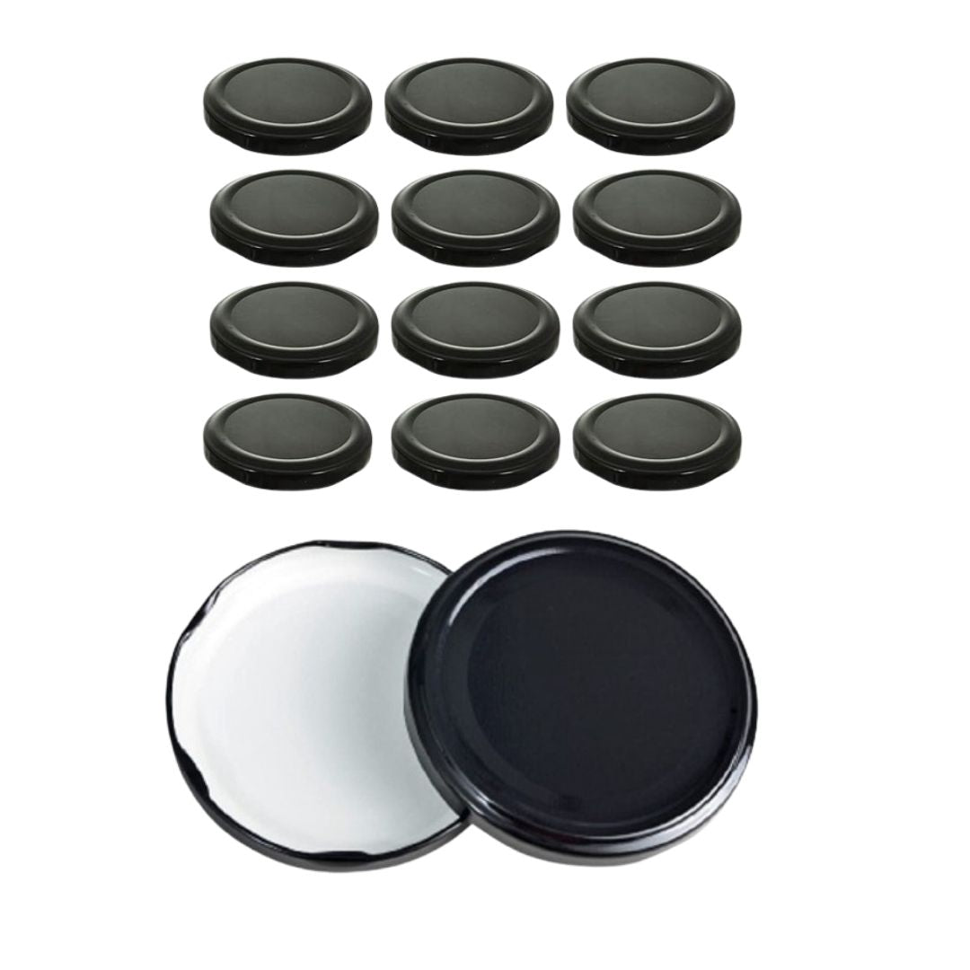 Glass Jars Air-Tight Black Metal Caps – Stylish Storage for Pantry, Spices, and More (82mm), Metal Lid for Glass jar/Bottles. - Flymaster Shop