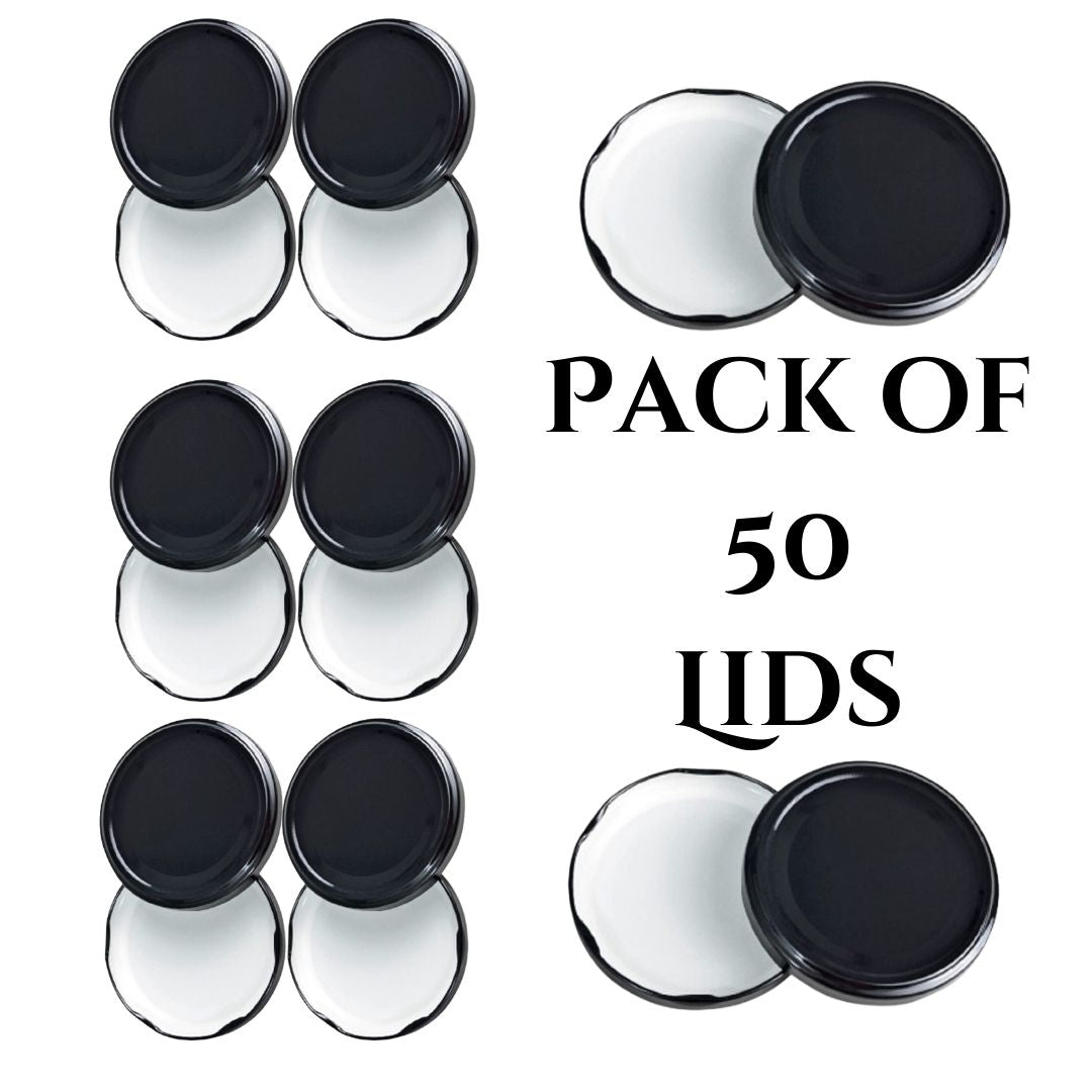 Glass Jars Air-Tight Black Metal Caps – Stylish Storage for Pantry, Spices, and More (82mm), Metal Lid for Glass jar/Bottles. - Flymaster Shop