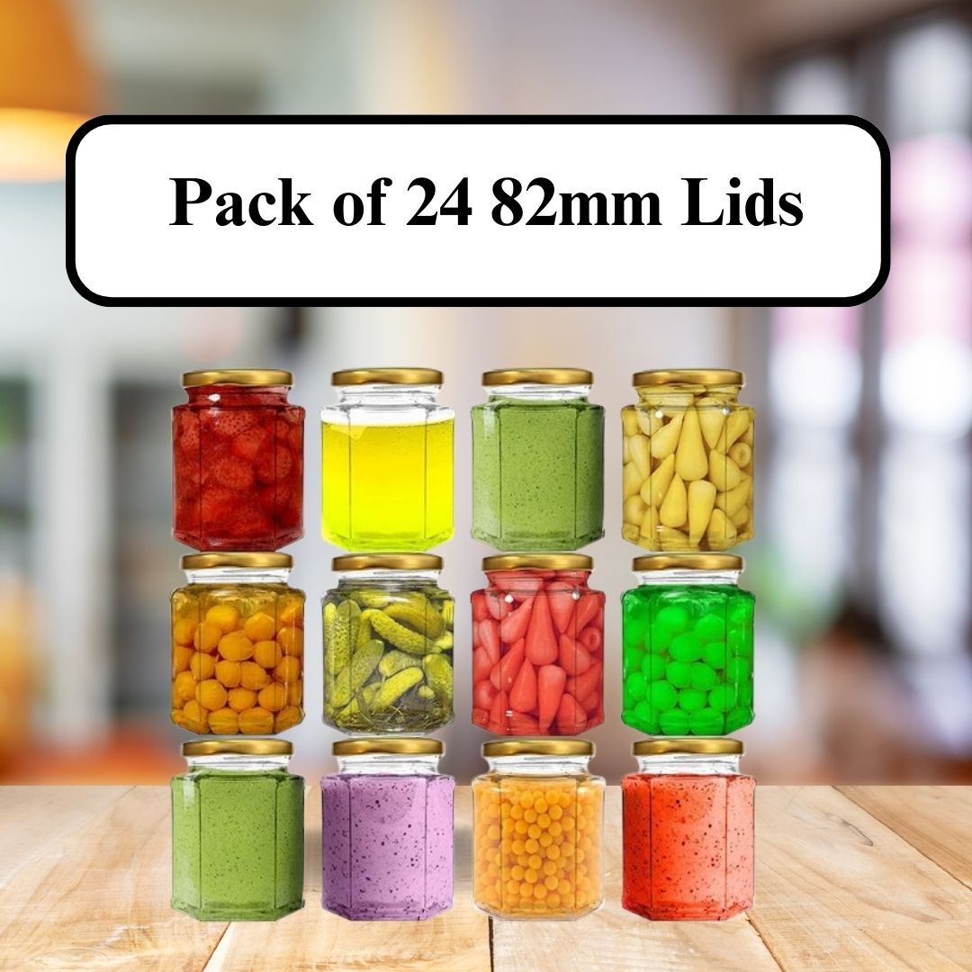 Glass Jars Air-Tight Golden Metal Caps – Stylish Storage for Pantry, Spices, and More (82mm), Metal Lid for Glass jar/Bottles/Containers. - Flymaster Shop
