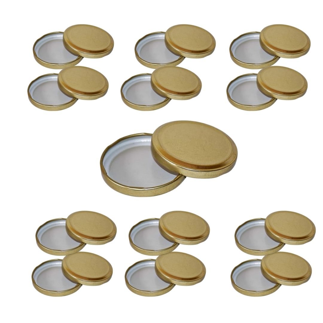 Glass Jars Air-Tight Golden Metal Caps – Stylish Storage for Pantry, Spices, and More (82mm), Metal Lid for Glass jar/Bottles/Containers. - Flymaster Shop