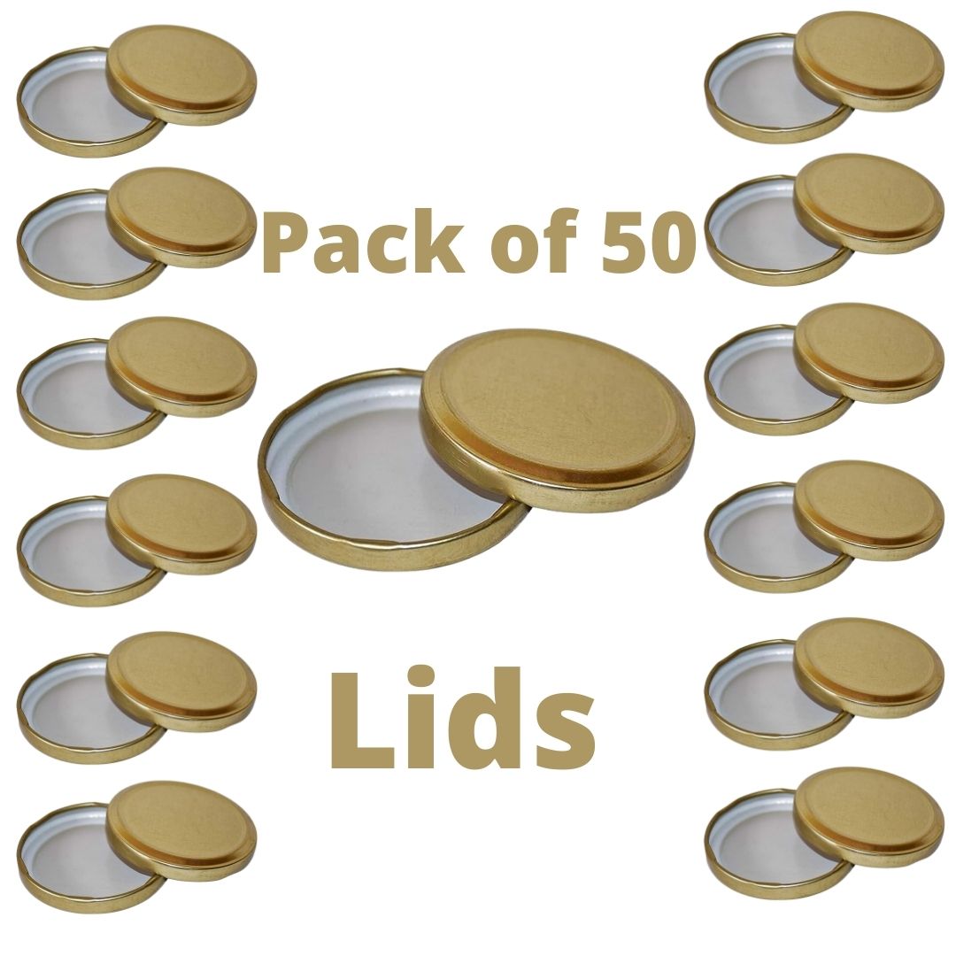 Glass Jars Air-Tight Golden Metal Caps – Stylish Storage for Pantry, Spices, and More (82mm), Metal Lid for Glass jar/Bottles/Containers. - Flymaster Shop