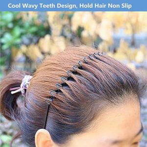 Hair Bands 2 Pcs Metal Headbands – Men & Women Hair Band, Fashion Headband for Sports, Unisex Hair Hoop with Elastic Non-Slip Wavy Teeth, Black (Pack of 2). - Flymaster Shop