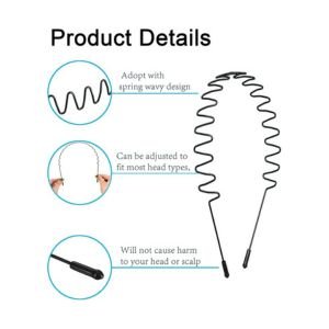 Hair Bands 2 Pcs Metal Headbands – Men & Women Hair Band, Fashion Headband for Sports, Unisex Hair Hoop with Elastic Non-Slip Wavy Teeth, Black (Pack of 2). - Flymaster Shop