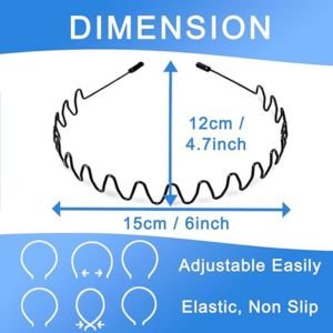 Hair Bands 2 Pcs Metal Headbands – Men & Women Hair Band, Fashion Headband for Sports, Unisex Hair Hoop with Elastic Non-Slip Wavy Teeth, Black (Pack of 2). - Flymaster Shop