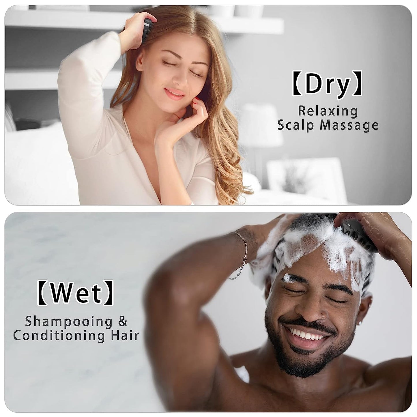 Hair Scalp Massager, Shampoo Brush | Personal Care | Anti Dandruff Removal, Head Massager, Soft Silicone Bristles Comb Scrubber, Men and Women (BLACK) - Flymaster Shop