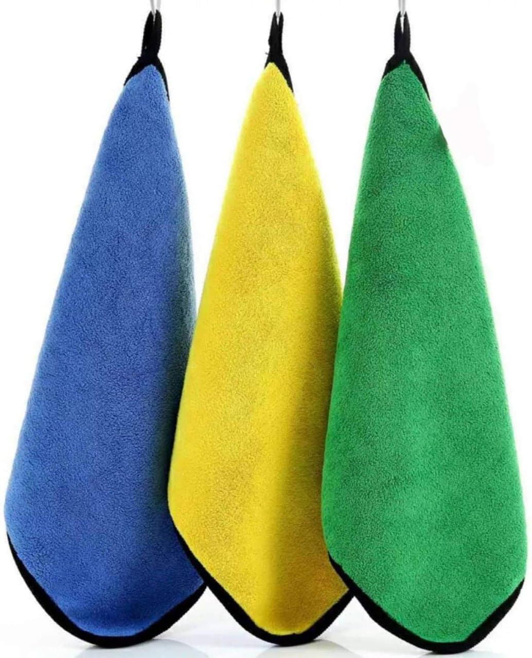 Heavy Microfiber Cloth for Car Cleaning and Detailing, Double Sided, Extra Thick Plush Microfiber Towel Lint-Free, 800 GSM, Pack of 3, Color: Blue, Yellow, Green - Flymaster Shop