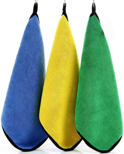 Heavy Microfiber Cloth for Car Cleaning and Detailing, Double Sided, Extra Thick Plush Microfiber Towel Lint-Free, 800 GSM, Pack of 3, Color: Blue, Yellow, Green - Flymaster Shop