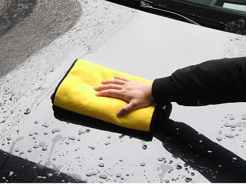 Heavy Microfiber Cloth for Car Cleaning and Detailing, Double Sided, Extra Thick Plush Microfiber Towel Lint-Free, 800 GSM, Pack of 3, Color: Blue, Yellow, Green - Flymaster Shop