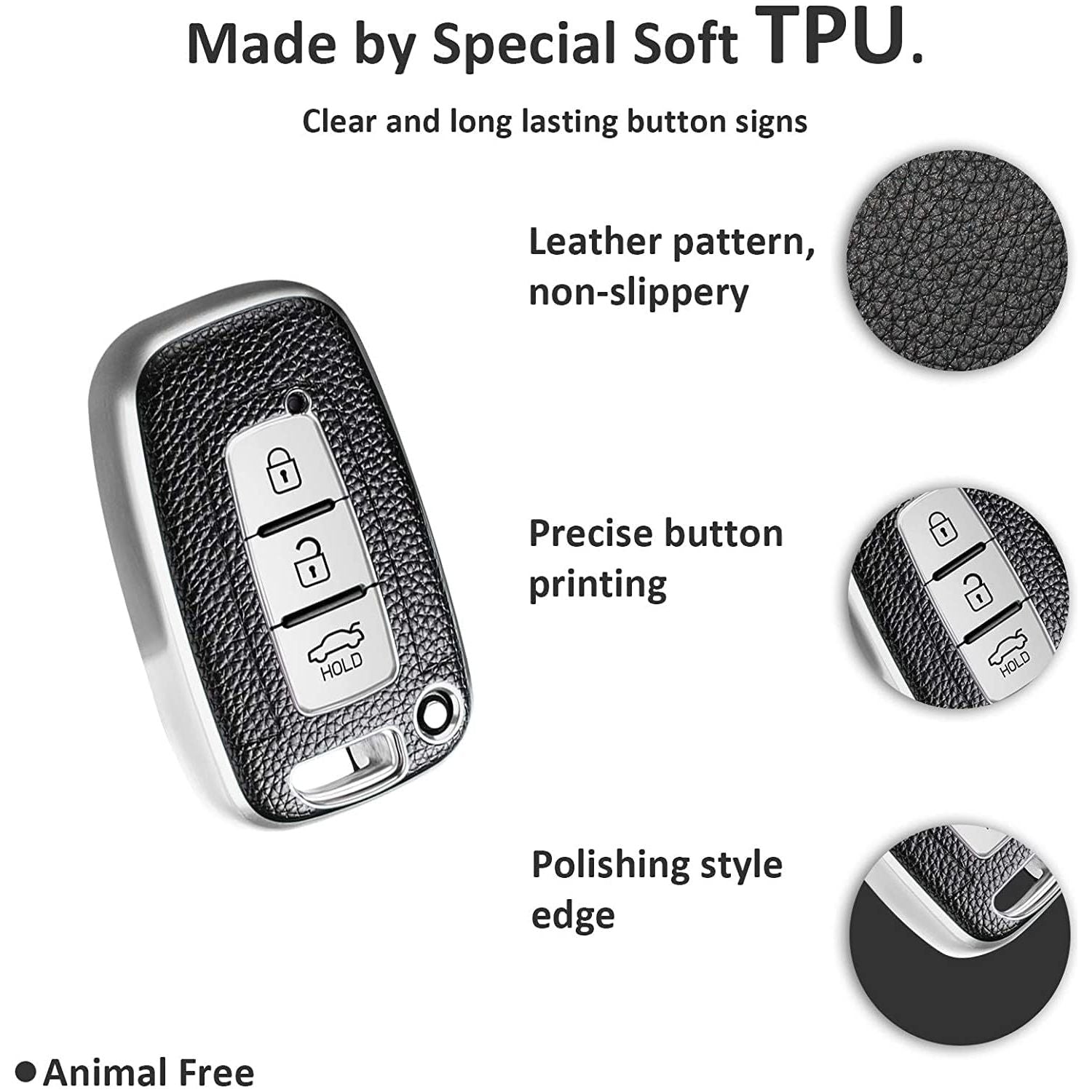 Hyundai Verna Fluidic, Old i20, Santafe Push Button Smart Key | Car Key Cover | Protects and Personalizes Your Key - Flymaster Shop