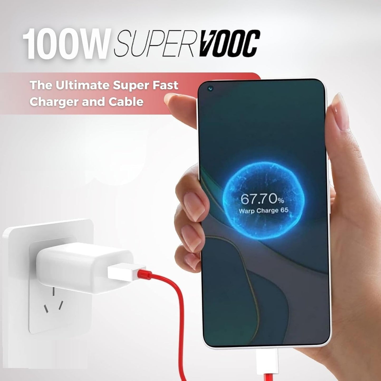 100W Original OnePlus SUPERVOOC Charger – Fast Charging Adapter for OnePlus Nord CE4/CE3/CE3 Lite 5G and Dash/VOOC/Wrap Charging Support