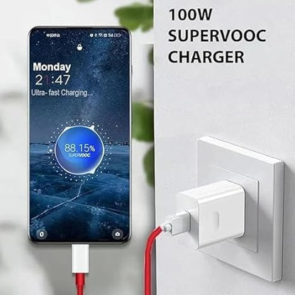 Original OnePlus 100W SUPERVOOC Charger with USB to C Dash Cable – Compatible with OnePlus 12/12R/11/11R/10/10R/9/9R/Nord 4/CE4/CE3/CE4 Lite 5G