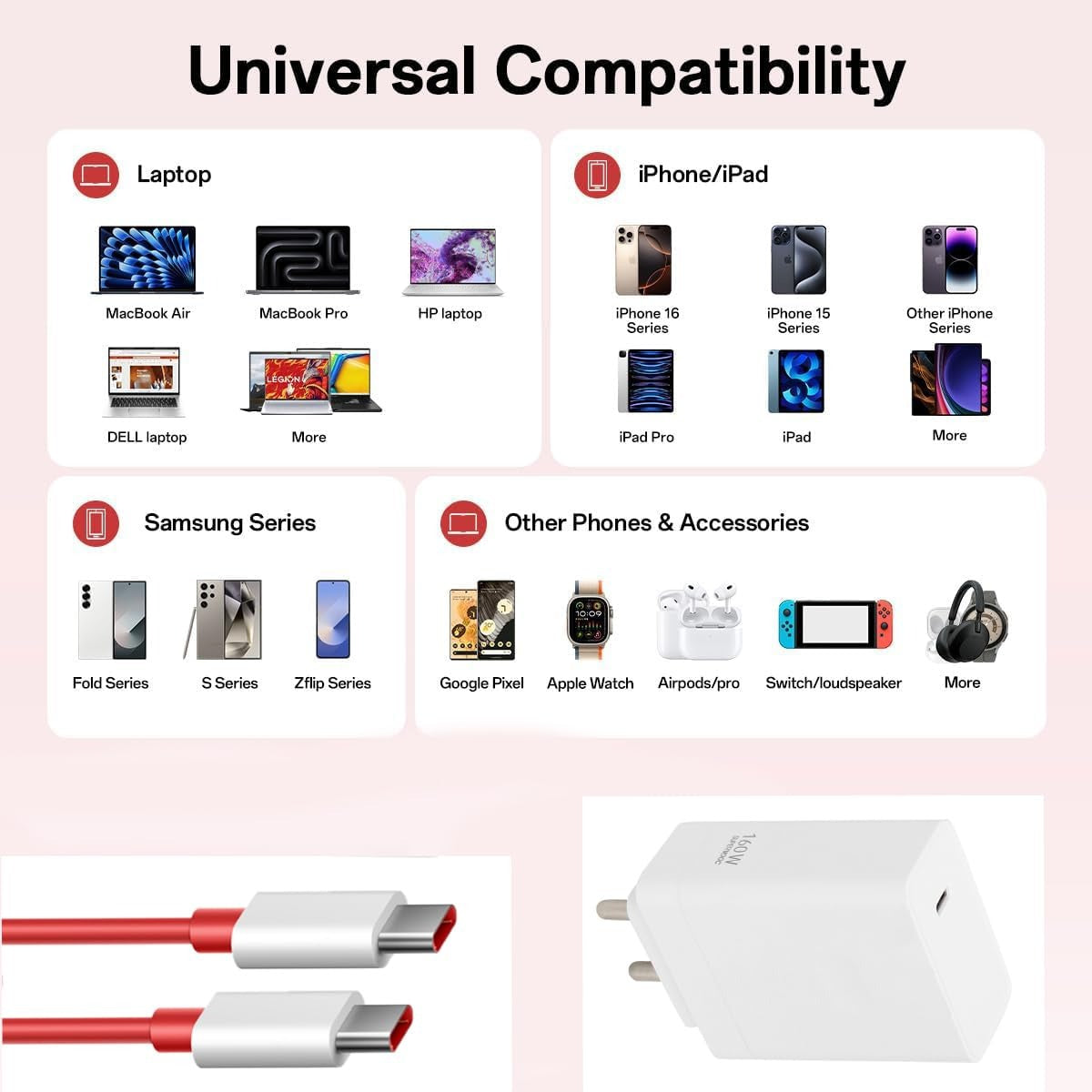 160W SuperVOOC Charger Set with Cable – Ultra Fast Charging for OnePlus 12R, 12, 11, 10 Series & Nord CE3/CE2 Lite 5G – White