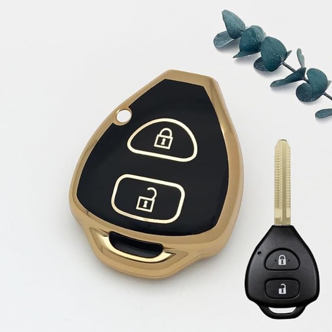 Innova 2012-2016 | Car Accessories | TPU Premium Car Key Cover | Protects Keys, 2-Button Compatible, Pack of 2, Black - Flymaster Shop