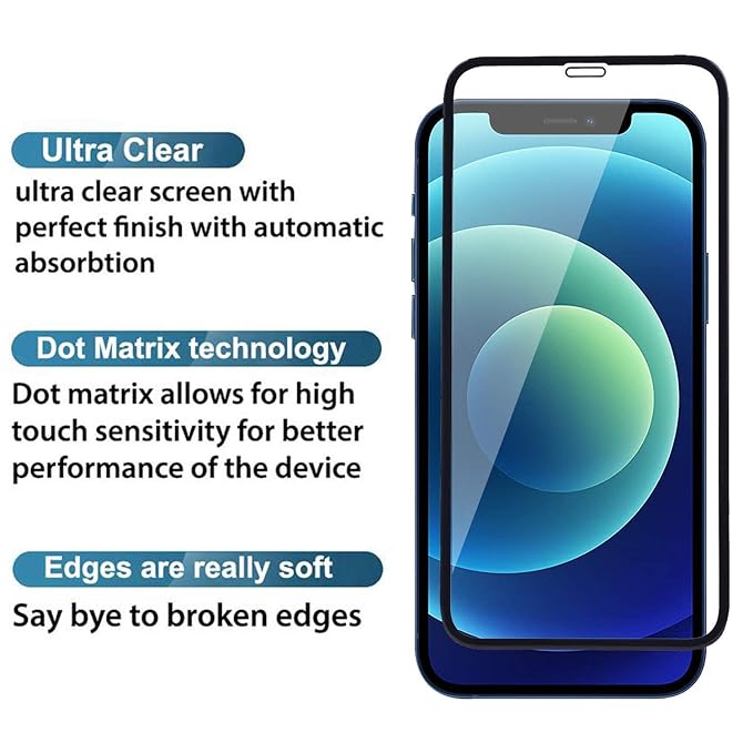 iPhone 12 / iPhone 12 Pro | Phone Accessories | Tempered Glass Screen Protector with Edge to Edge Coverage and Easy Installation, Pack of 1 - Flymaster Shop
