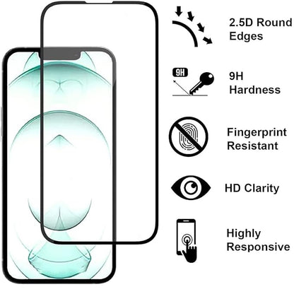 iPhone 13/13 Pro / 14 | Phone Accessories |Military-Grade Tempered Glass Screen Protector with Edge to Edge Coverage and Easy Installation kit (6.1 Inches) - Flymaster Shop