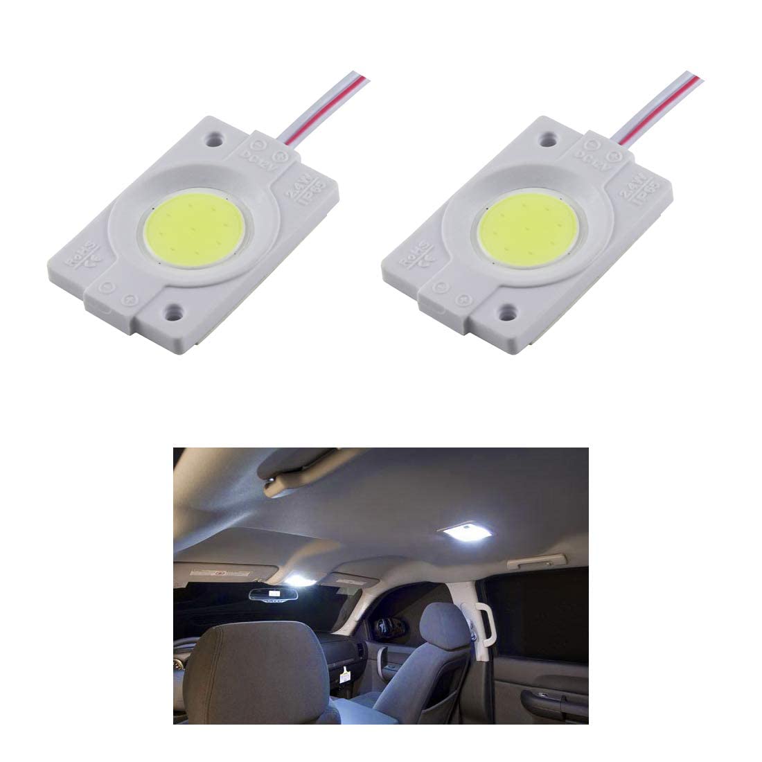 LED Light for Cars Interior COB Roof Light Bright 12Volts DC universal for all cars - Set of 2 (Warm White Color) - Flymaster Shop
