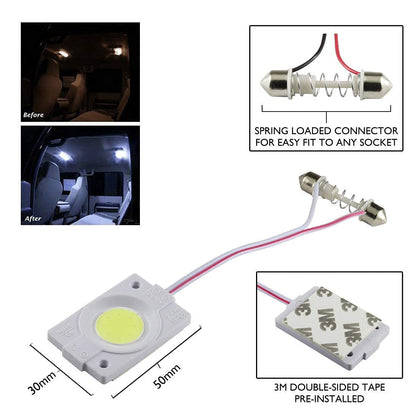 LED Light for Cars Interior COB Roof Light Bright 12Volts DC universal for all cars - Set of 2 (Warm White Color) - Flymaster Shop
