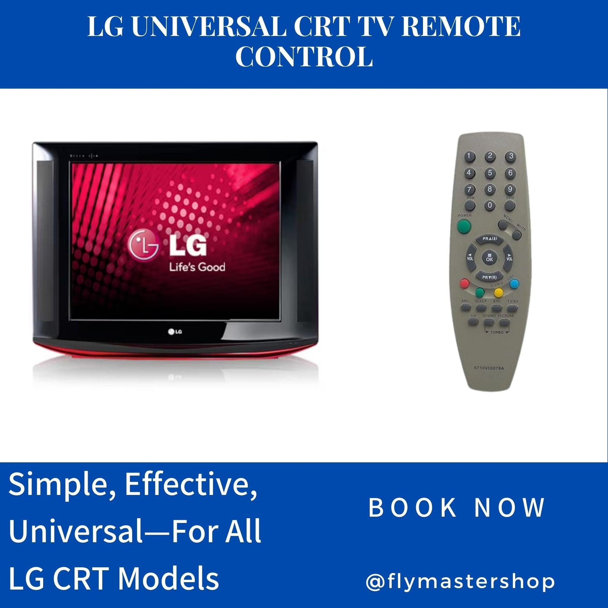 LG Universal CRT TV Remote Control - Compatible with All LG CRT TV Models | Replacement Electronics Accessory - Flymaster Shop