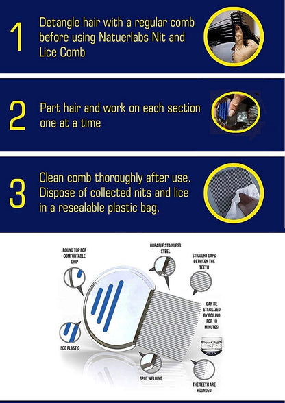 Lice Treatment Nit Comb with Stainless Steel Metal – Effective Head Lice & Nits Removal Comb - Flymaster Shop