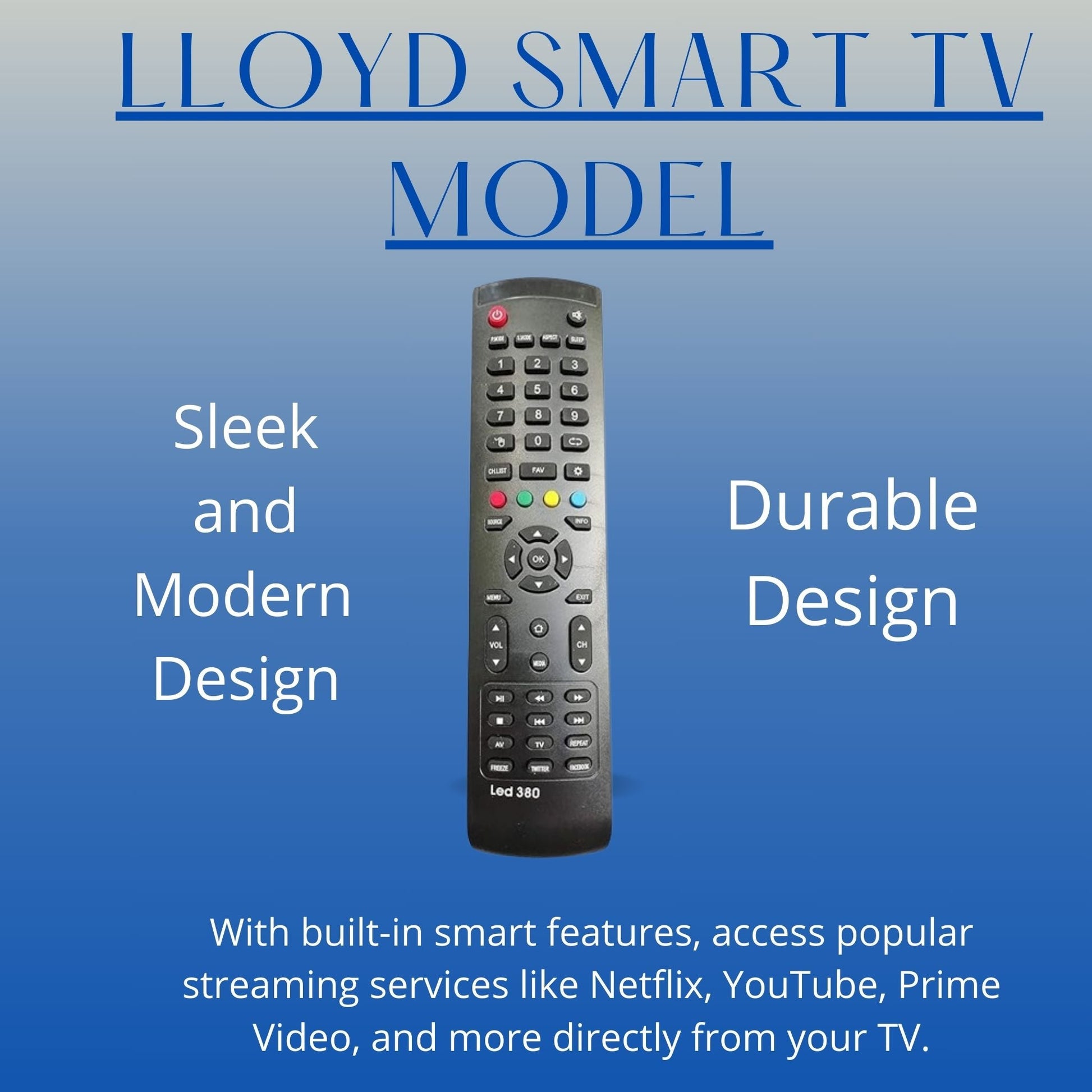 Lloyd Smart TV Remote for LED 380 | Effortless Control for HDTV & LED LCD Displays | Enhance Your Viewing Experience with Easy Navigation and Precise Functionality - Flymaster Shop