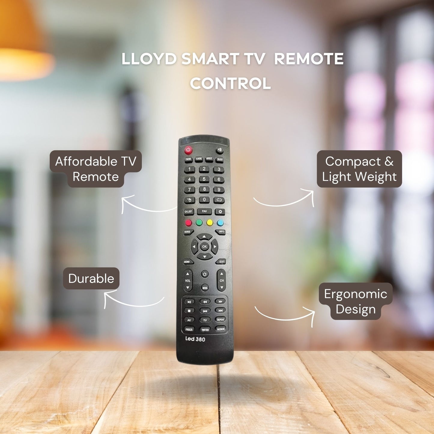 Lloyd Smart TV Remote for LED 380 | Effortless Control for HDTV & LED LCD Displays | Enhance Your Viewing Experience with Easy Navigation and Precise Functionality - Flymaster Shop